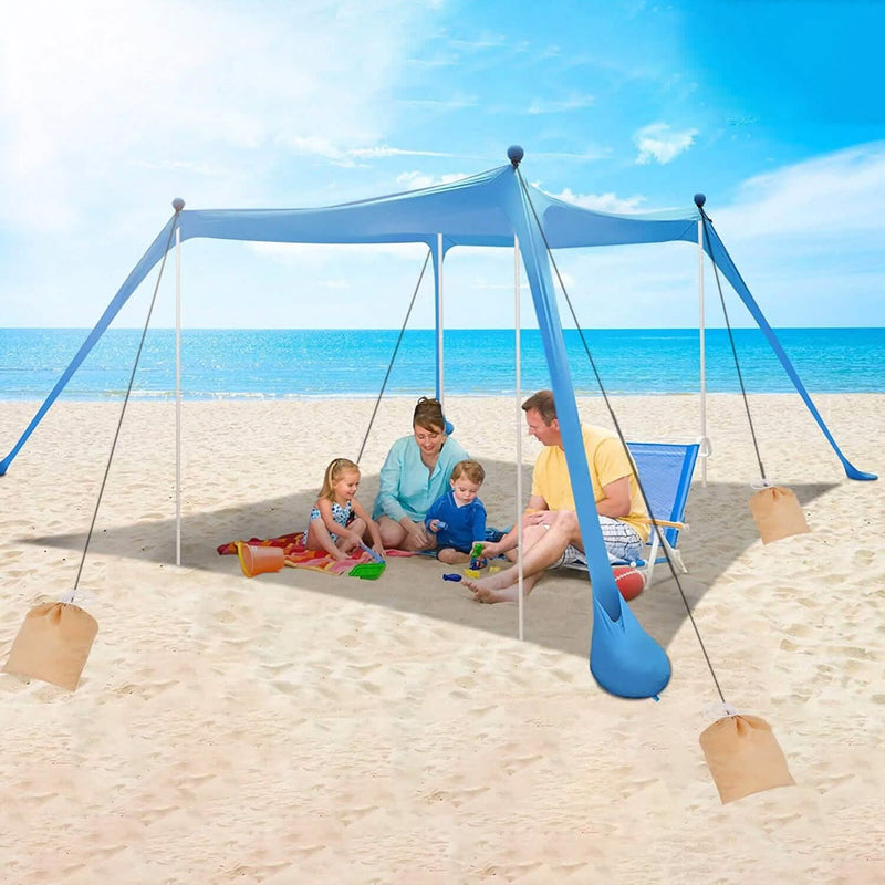10 x 10 ft Sun Shelter Family Beach Tent Outdoor Shade UPF50+ with Sandbag Sports & Outdoors - DailySale