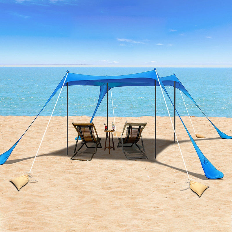 10 x 10 ft Sun Shelter Family Beach Tent Outdoor Shade UPF50+ with Sandbag Sports & Outdoors - DailySale