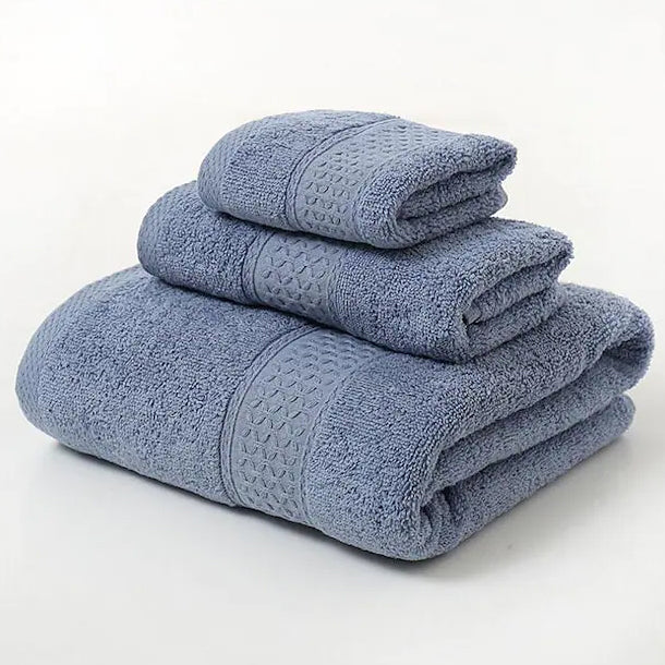 100% Cotton Premium Ring Spun Towel Set Bath Blue - DailySale