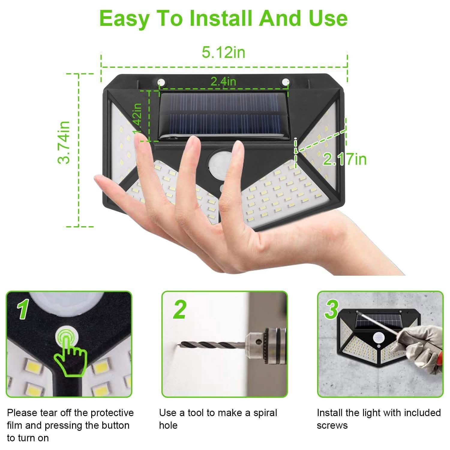 100 LED Solar Wall Light Outdoor Lighting & Decor - DailySale