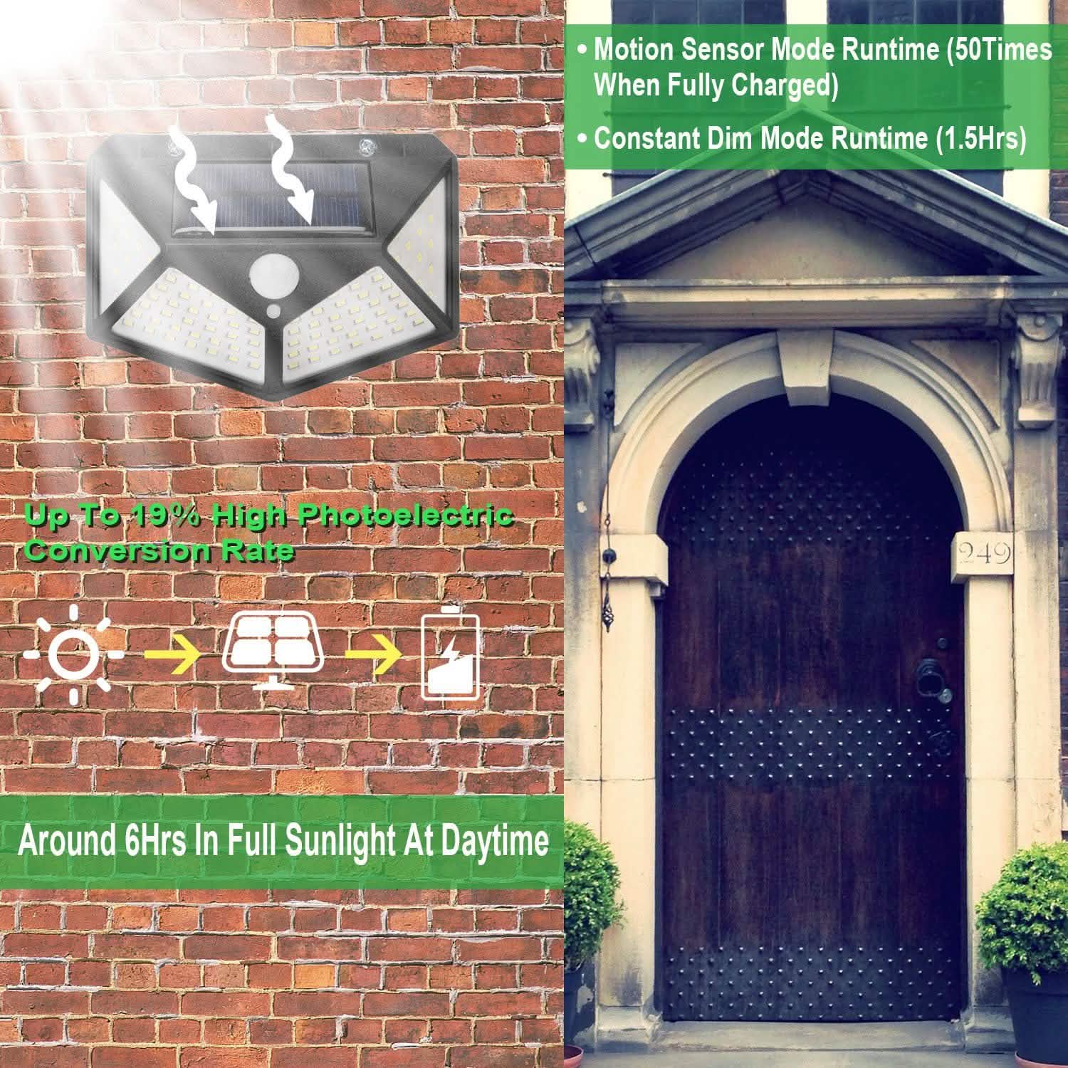 100 LED Solar Wall Light Outdoor Lighting & Decor - DailySale