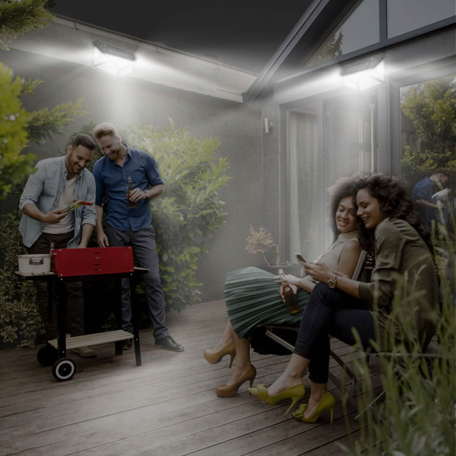 100 LED Solar Wall Light Outdoor Lighting & Decor - DailySale