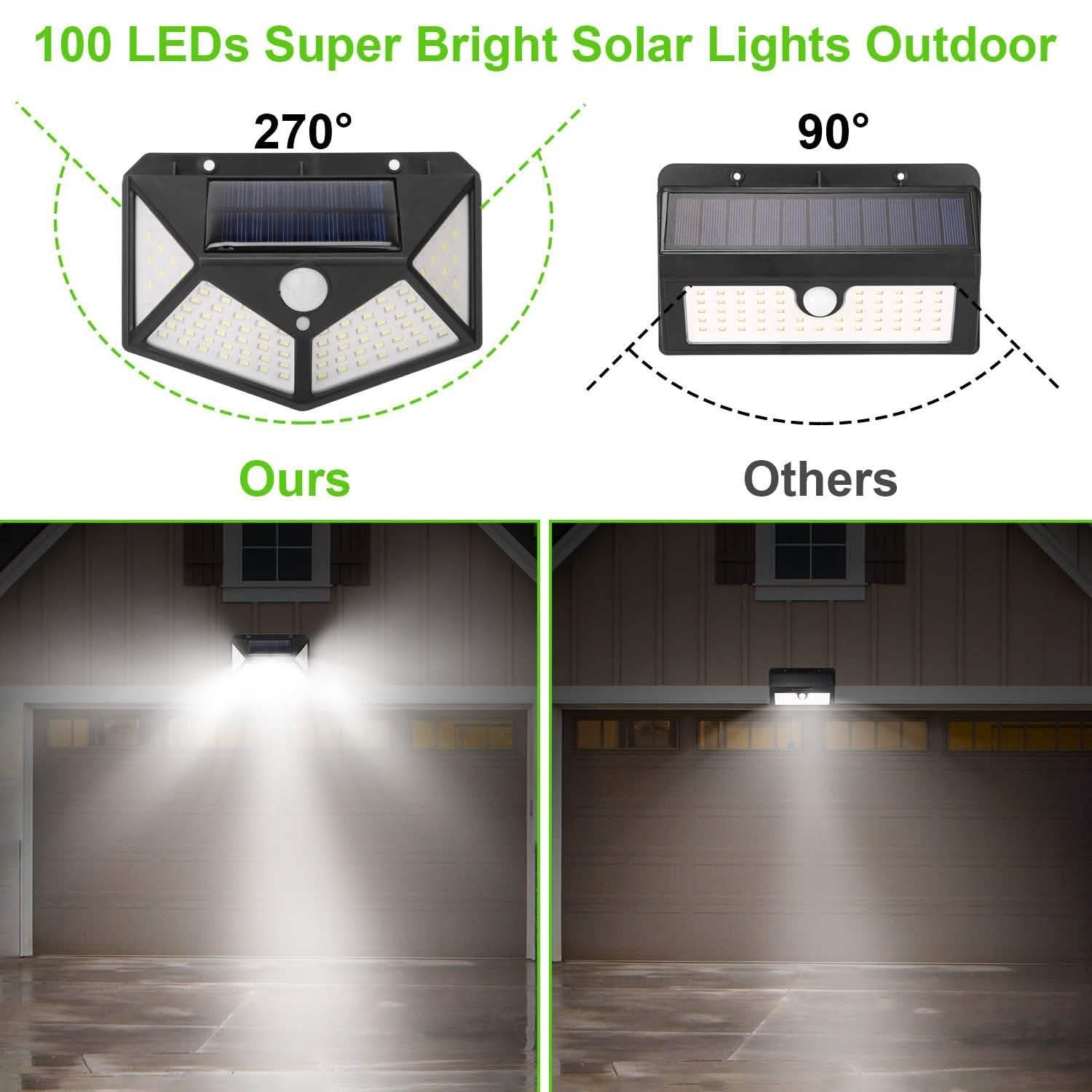 100 LED Solar Wall Light Outdoor Lighting & Decor - DailySale