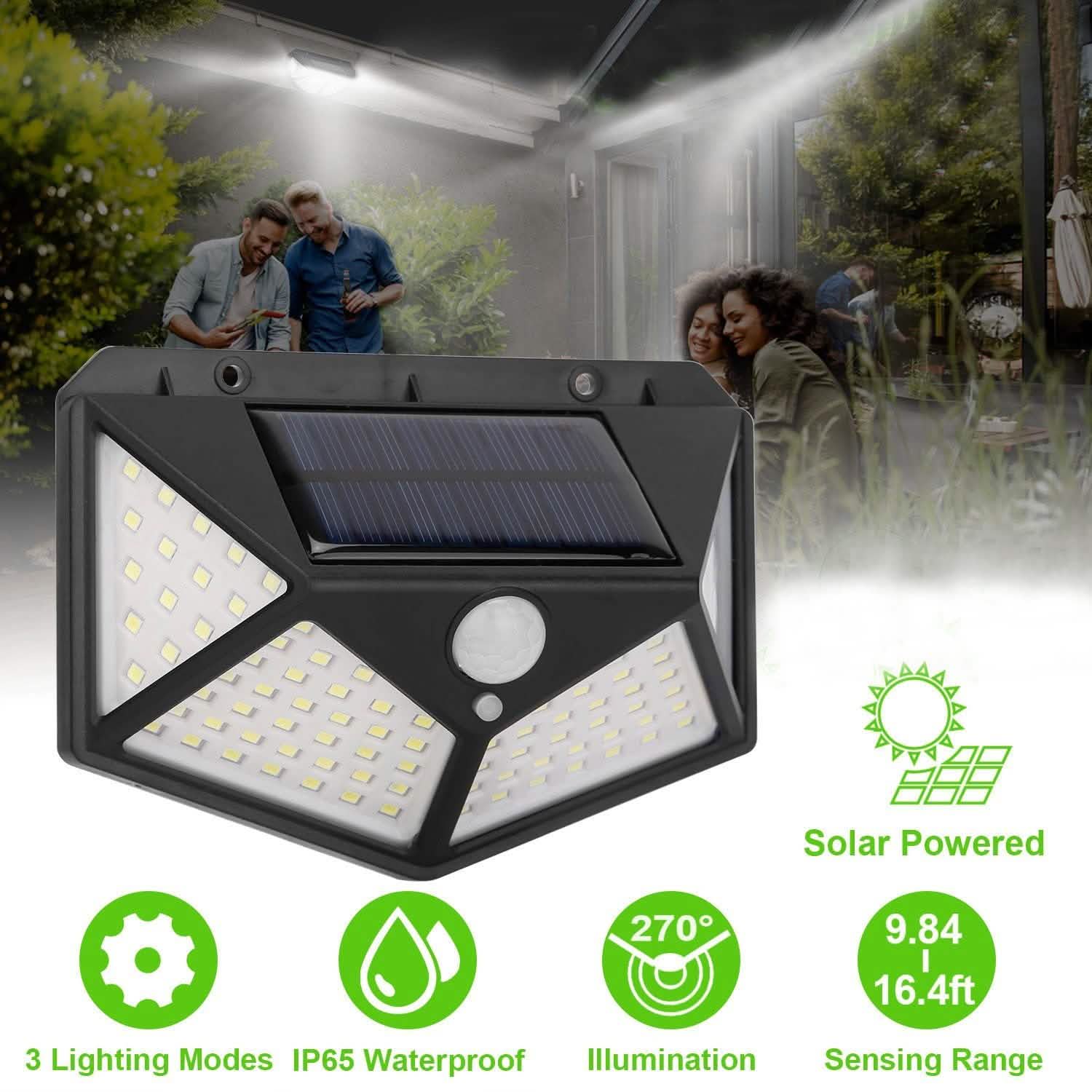 100 LED Solar Wall Light Outdoor Lighting & Decor - DailySale