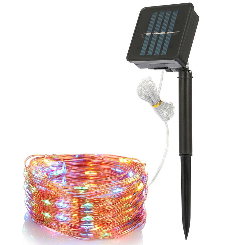 100 LEDs Solar String Lights Outdoor Lighting Colorful - DailySale