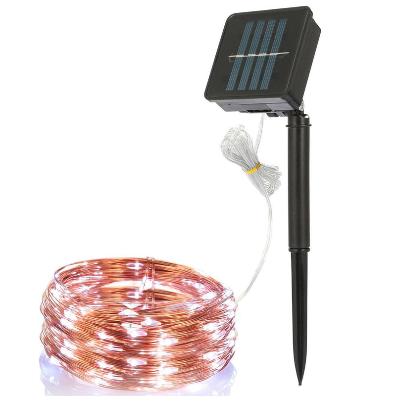 100 LEDs Solar String Lights Outdoor Lighting Cool White - DailySale