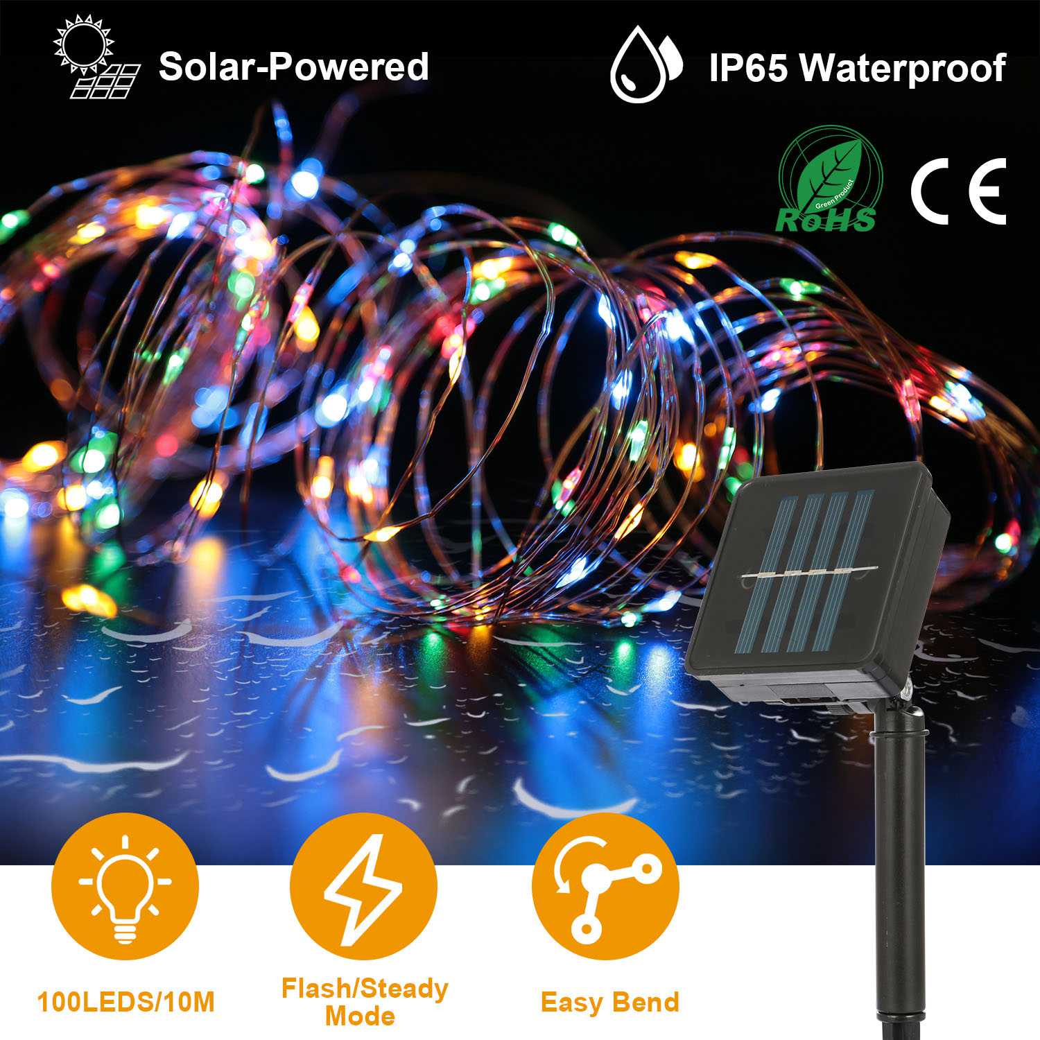 100 LEDs Solar String Lights Outdoor Lighting - DailySale