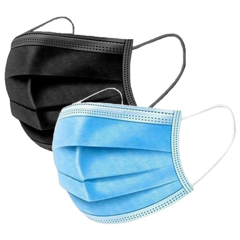 100-Pack: 3 Layer Disposable Protective Face Masks Face Masks & PPE Blue/Black - DailySale