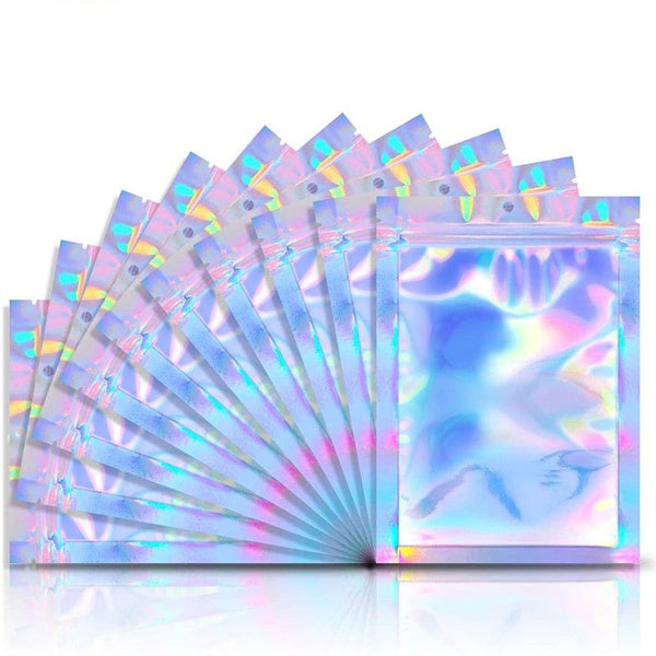100-Pack: Resealable Holographic Foil Bags Kitchen Storage 7.5x10cm - DailySale