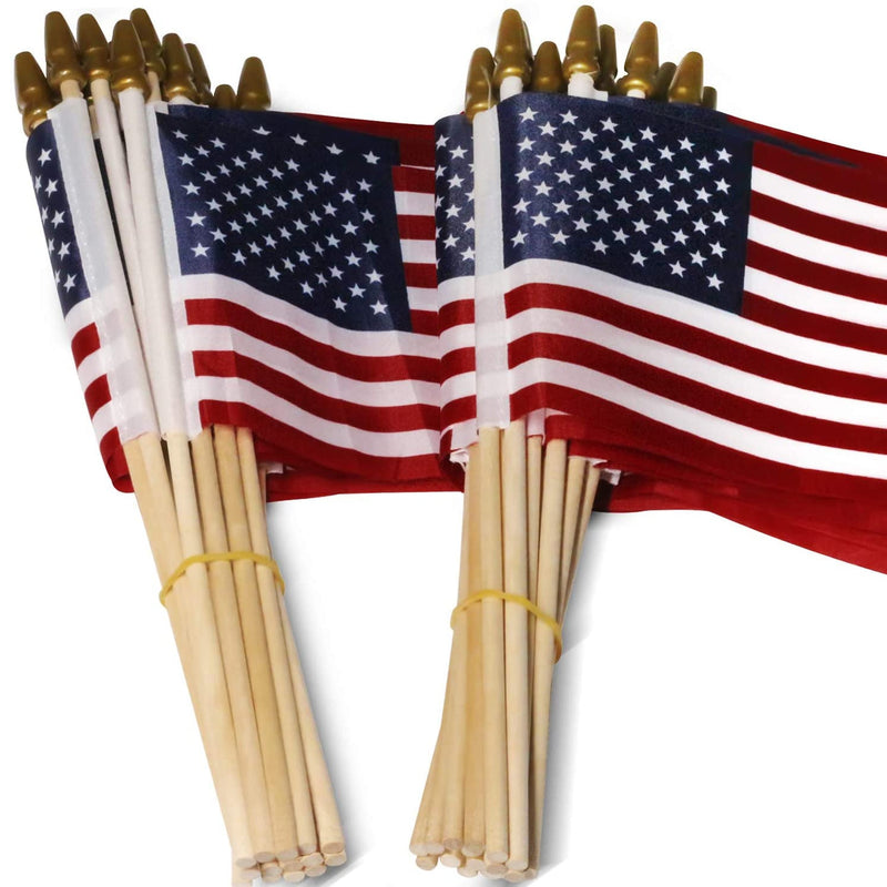 100-Pack: USA 4x6 in Wooden Stick Flag Everything Else - DailySale