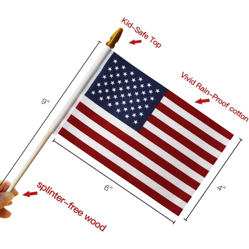 100-Pack: USA 4x6 in Wooden Stick Flag Everything Else - DailySale