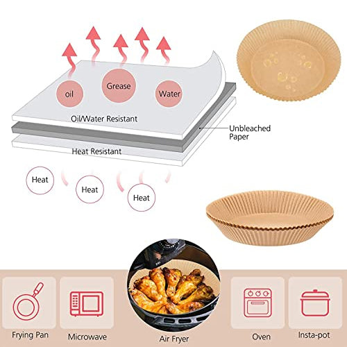 100-Pack 8 Inch Non-Stick Air Fryer Liners, Parchment Paper Sheet, Bamboo  Steamer Liners, Pack - QFC
