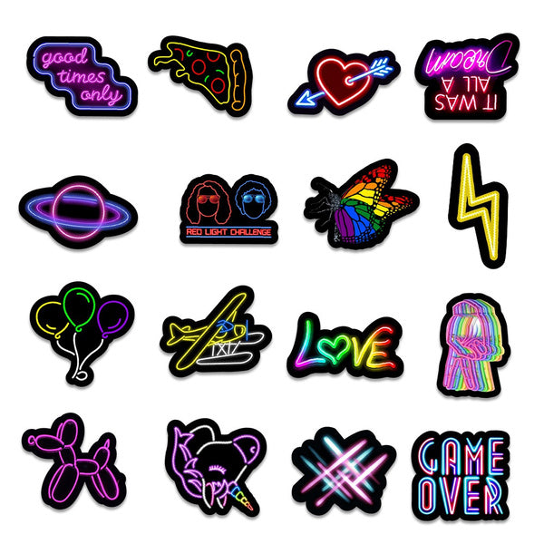 100-Piece: Cartoon Neon Light Graffiti Stickers Art & Craft Supplies - DailySale