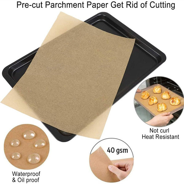 100Pcs/Pack Non-Stick Oven Parchment Paper Baking Sheets Precut Non-Stick Parchment  Sheets For Baking Cooking BBQ Grilling Air Fryer Microwave And Steaming  Oil-proof Sheet Pan