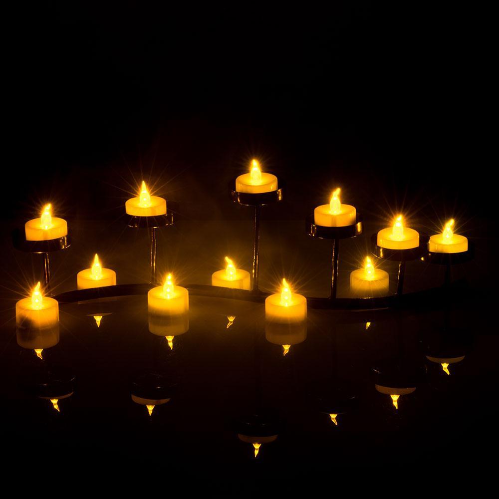 100-Pieces: Amber Yellow LED Tealight Flameless Flickering Candles Indoor Lighting - DailySale