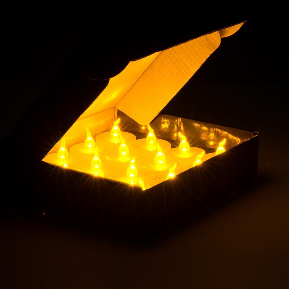 100-Pieces: Amber Yellow LED Tealight Flameless Flickering Candles Indoor Lighting - DailySale