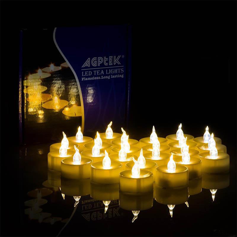 100-Pieces: Amber Yellow LED Tealight Flameless Flickering Candles Indoor Lighting - DailySale
