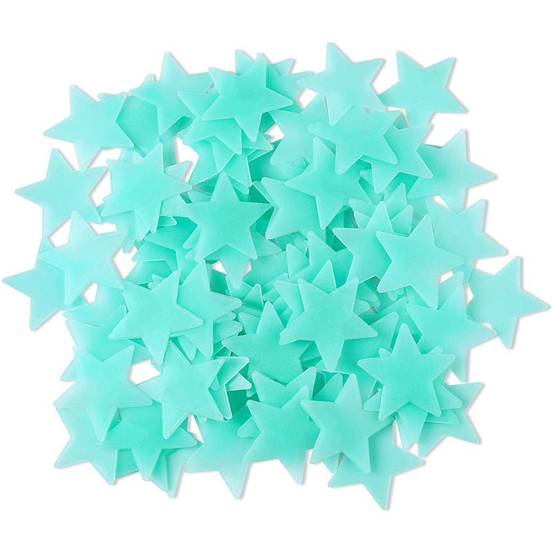 100-Pieces: Colorful Luminous Stars Plastic Wall Sticker Art & Craft Supplies Blue - DailySale