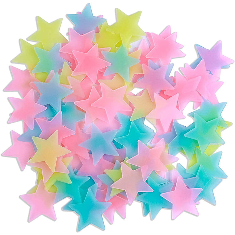 100-Pieces: Colorful Luminous Stars Plastic Wall Sticker Art & Craft Supplies Colorful - DailySale