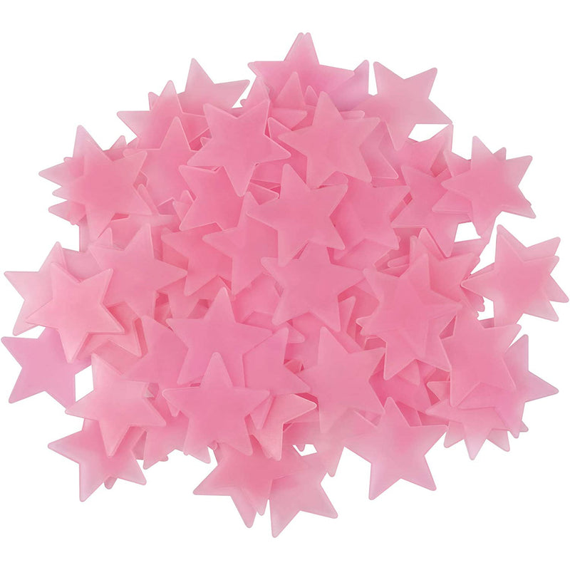 100-Pieces: Colorful Luminous Stars Plastic Wall Sticker Art & Craft Supplies Pink - DailySale
