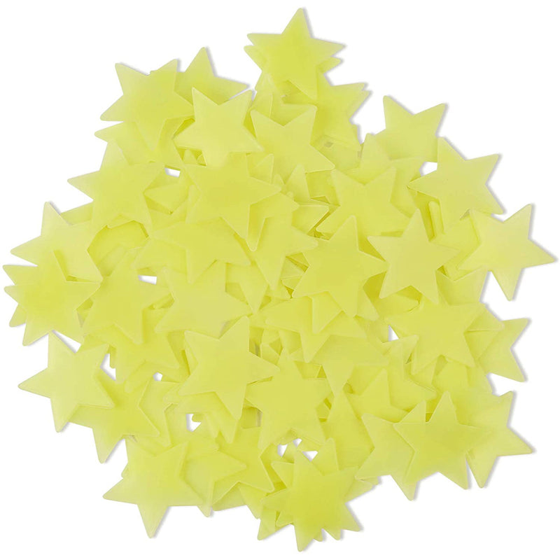 100-Pieces: Colorful Luminous Stars Plastic Wall Sticker Art & Craft Supplies Yellow - DailySale