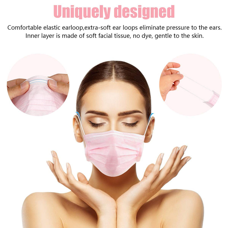 100-Pieces: Disposable 3 Ply Earloop Face Masks Face Masks & PPE - DailySale