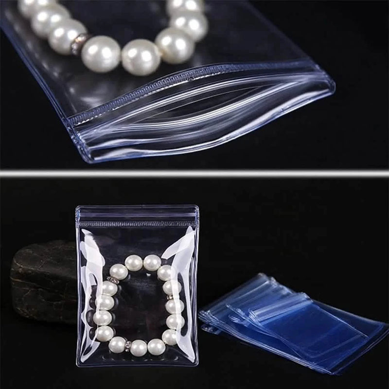 100-Pieces: Transparent PVC Plastic Storage Sealed Jewelry Bag Closet & Storage - DailySale