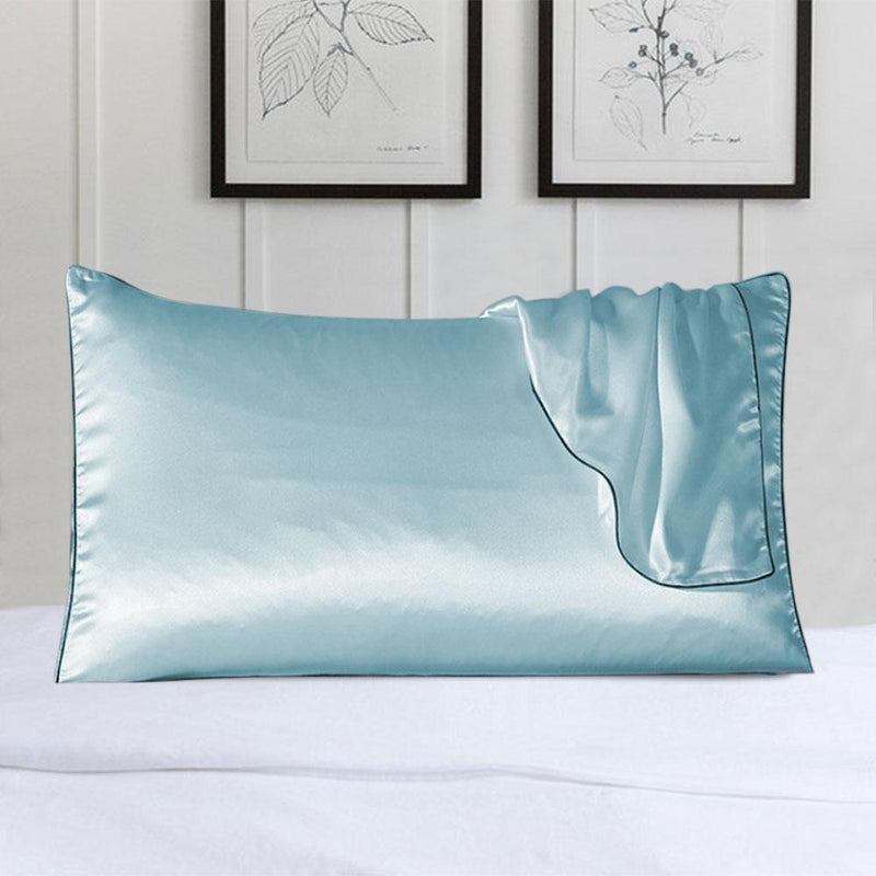 100% Silk Pillow Cover With Trim Linen & Bedding Blue - DailySale