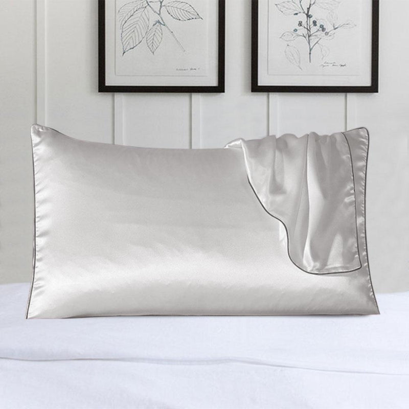 100% Silk Pillow Cover With Trim Linen & Bedding White - DailySale