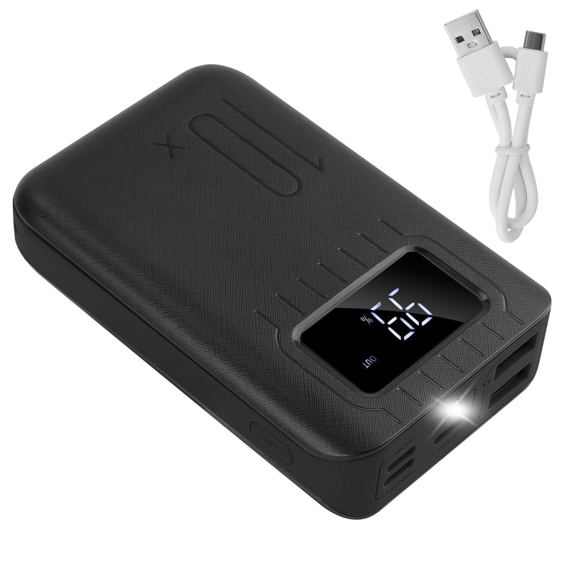 10000 mAh Portable Powerbank Dual USB Charger Port with LCD Display Mobile Accessories Black - DailySale