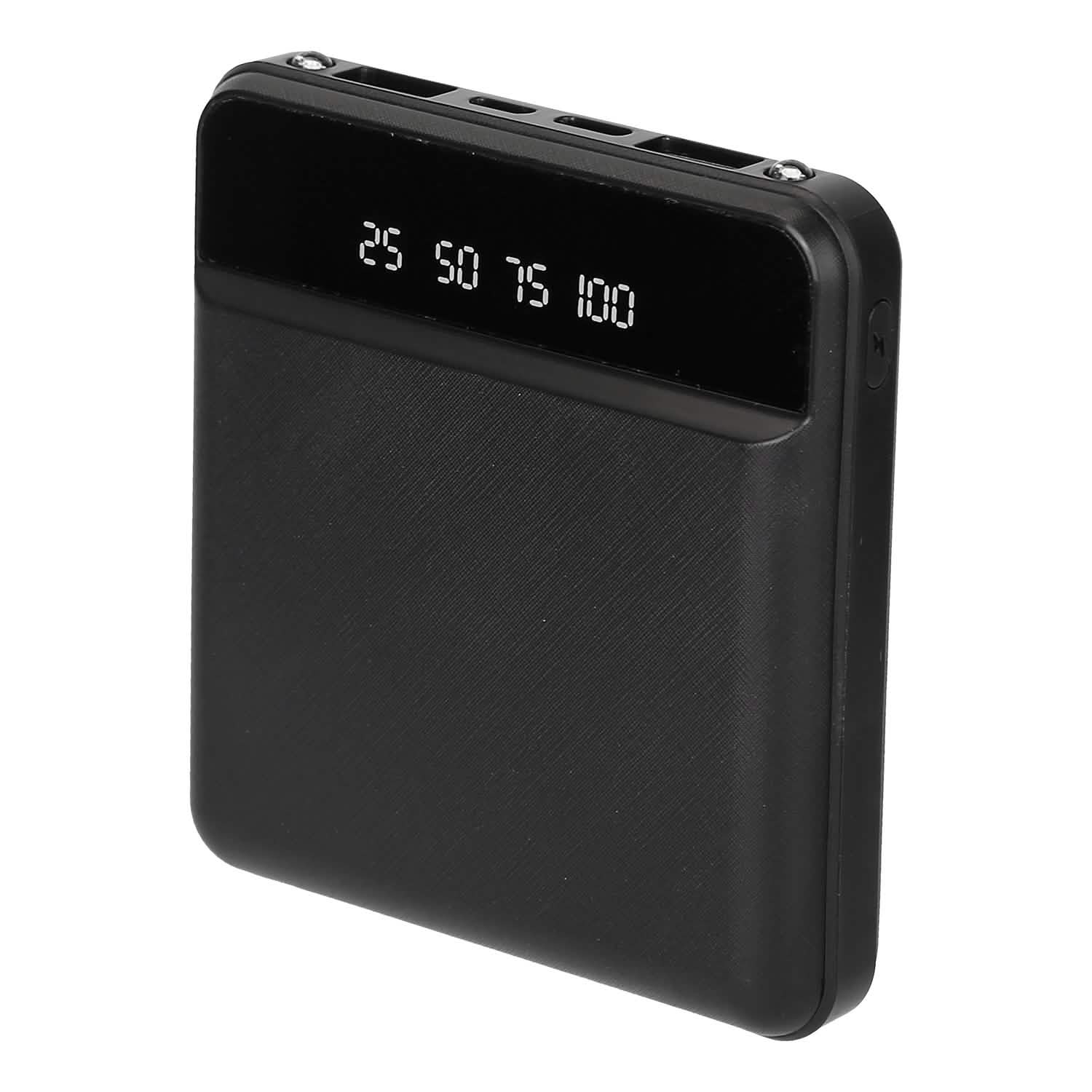 10000 mAh Portable Powerbank Mini with Dual USB Ports LCD Display Mobile Accessories Black - DailySale