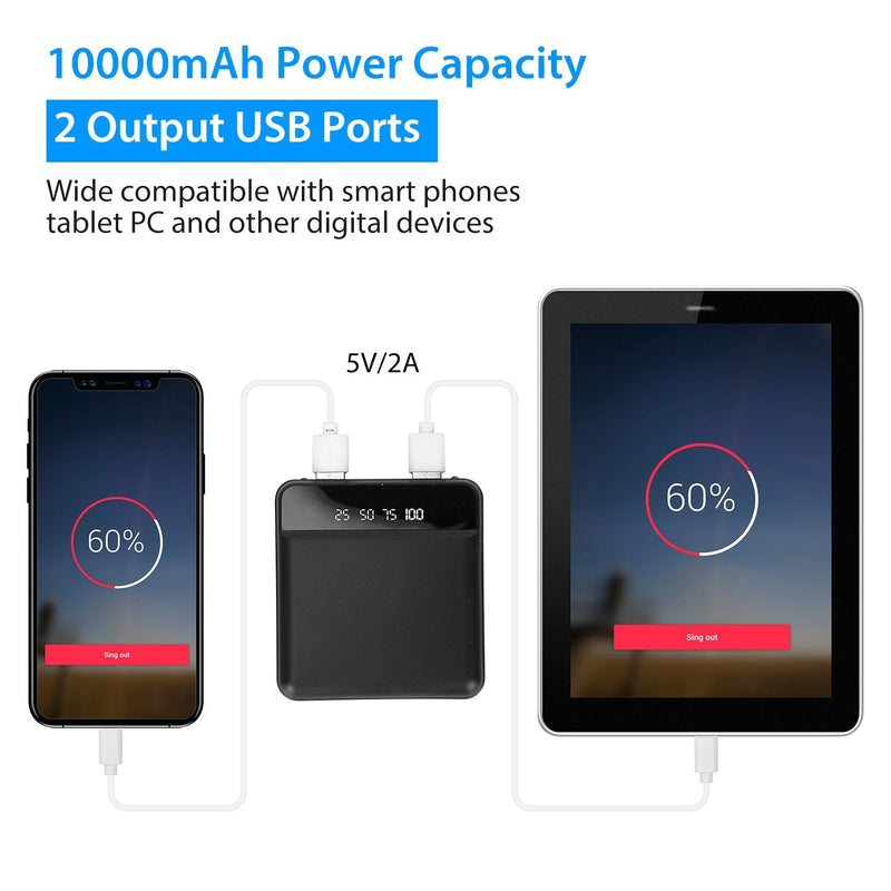 10000 mAh Portable Powerbank Mini with Dual USB Ports LCD Display Mobile Accessories - DailySale