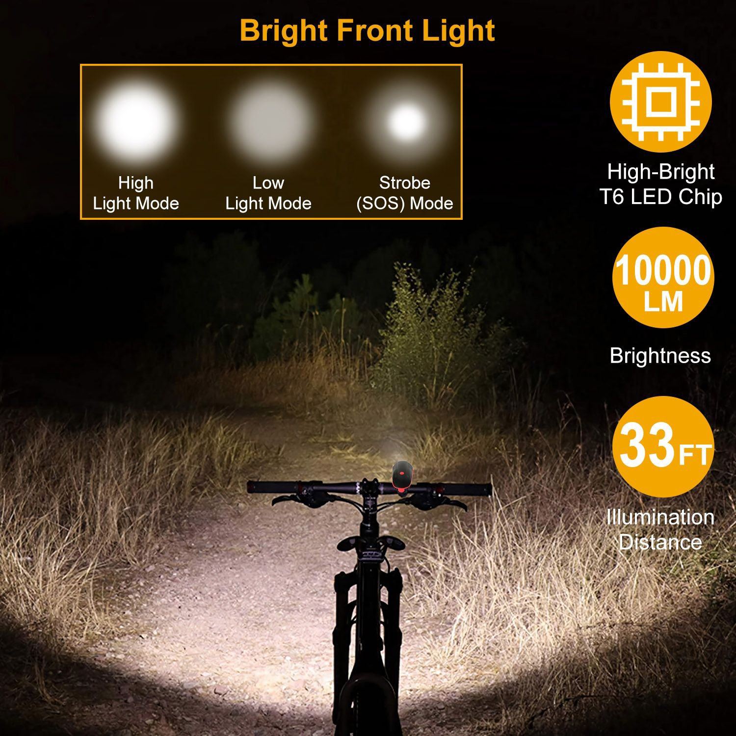 10000LM Bike Headlight USB Rechargeable Sports & Outdoors - DailySale