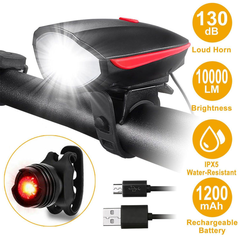10000LM Bike Headlight USB Rechargeable Sports & Outdoors - DailySale