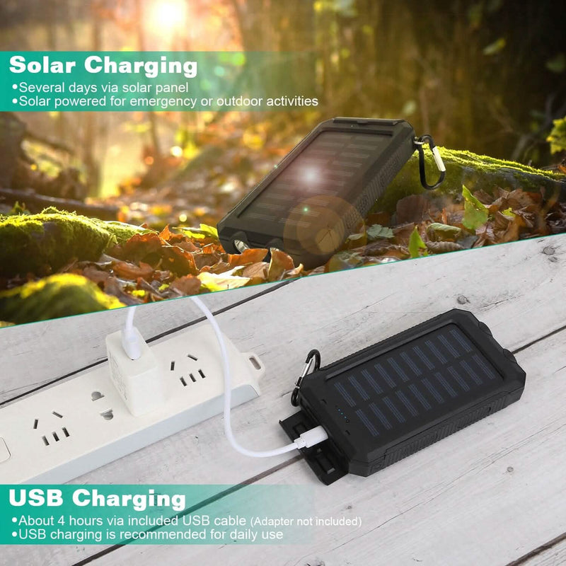10000mAh Solar Power Bank External Battery Pack Mobile Accessories - DailySale