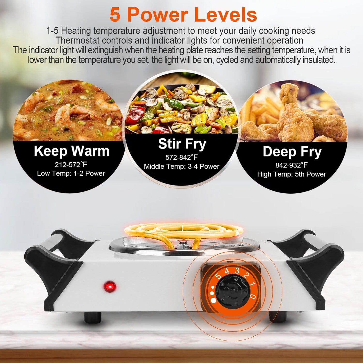 1000W Electric Burner Portable Coil Heating Hot Plate Stove Countertop Kitchen Appliances - DailySale