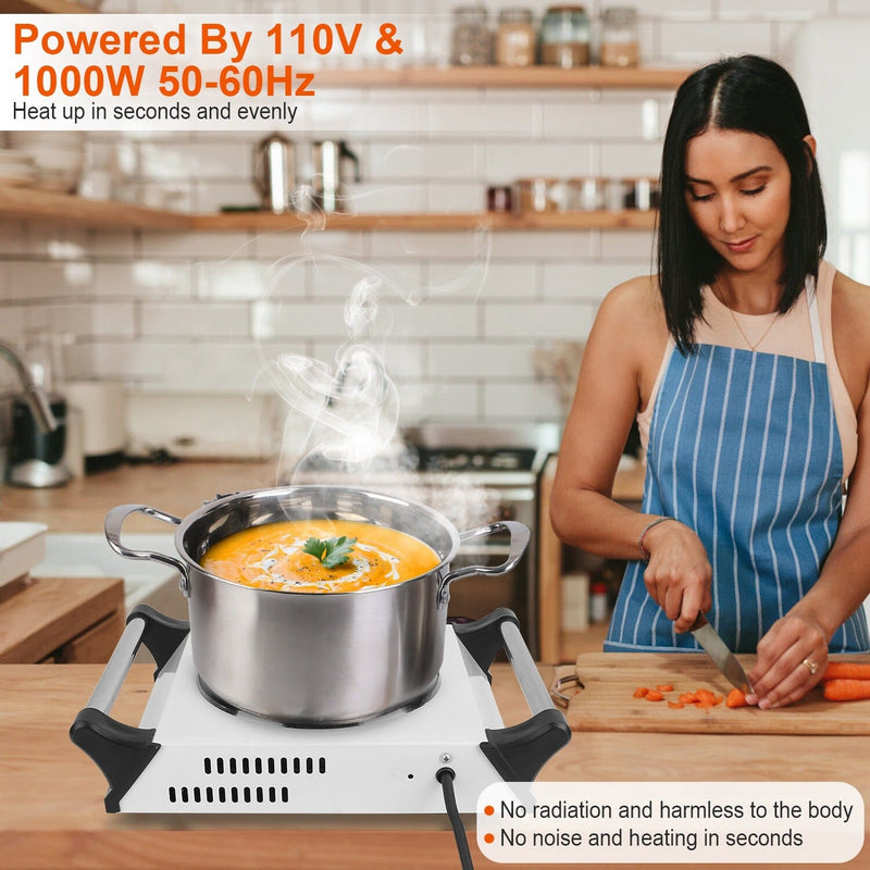1000W Electric Burner Portable Coil Heating Hot Plate Stove Countertop Kitchen Appliances - DailySale