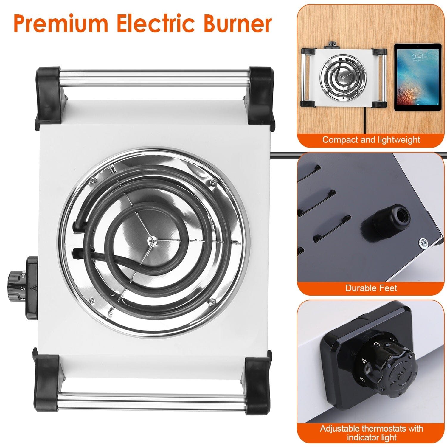 1000W Electric Burner Portable Coil Heating Hot Plate Stove Countertop Kitchen Appliances - DailySale