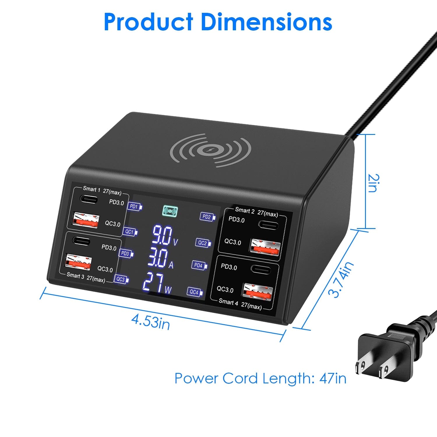 100W USB Charging Station 8-Port Charging Hub Mobile Accessories - DailySale