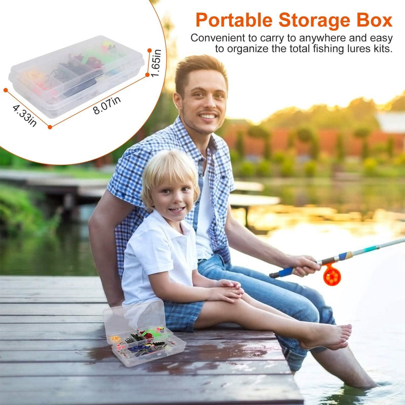101-Pieces: Fishing Lure Kit Soft Plastic Fishing Baits Set with Soft Worms Crankbaits Box Sports & Outdoors - DailySale