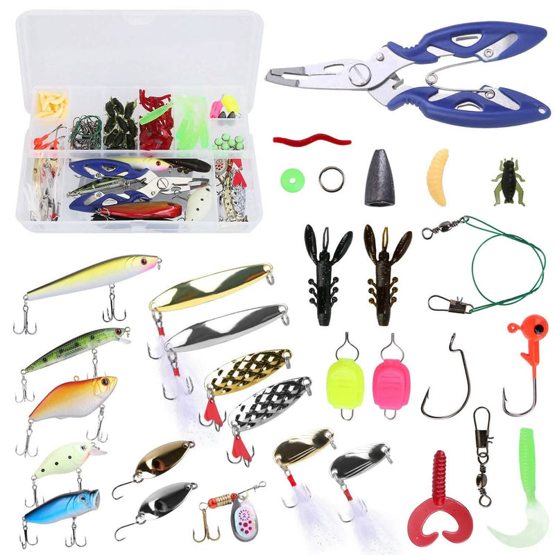101-Pieces: Fishing Lure Kit Soft Plastic Fishing Baits Set with Soft Worms Crankbaits Box Sports & Outdoors - DailySale