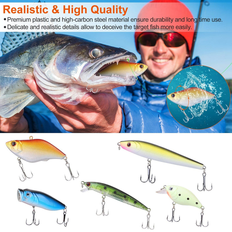 101-Pieces: Fishing Lure Kit Soft Plastic Fishing Baits Set with Soft Worms Crankbaits Box Sports & Outdoors - DailySale