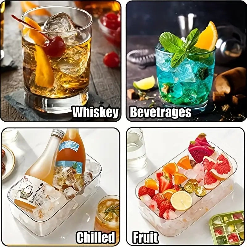 Set Of 1 101oz Ice Cube Trays, 64 Pcs Silicone Ice Cube Tray With Lid And  Bin, Ice Cube Molds For Freezer, Easy Release & Save Space, 2 Trays,Scoop  For Whiskey, Cocktail