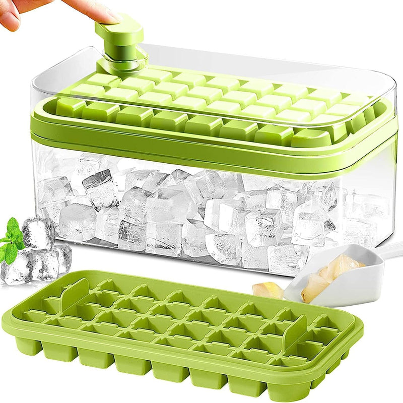 101oz. Ice Cube Tray Set - 64 Pcs Silicone Ice Cube Tray With Lid & Bin Kitchen Tools & Gadgets Green - DailySale