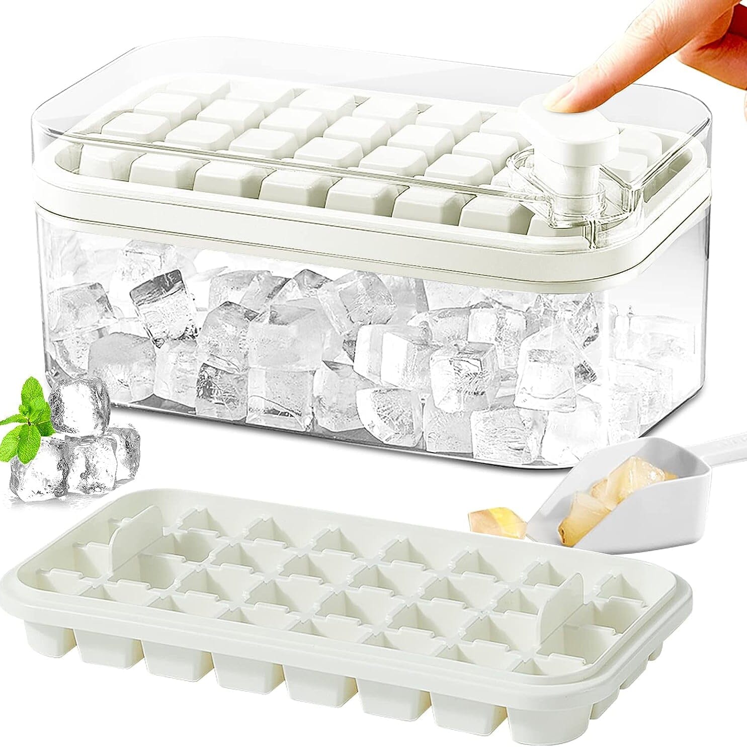 101oz. Ice Cube Tray Set - 64 Pcs Silicone Ice Cube Tray With Lid & Bin Kitchen Tools & Gadgets White - DailySale