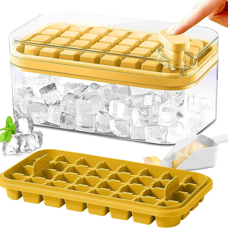 101oz. Ice Cube Tray Set - 64 Pcs Silicone Ice Cube Tray With Lid & Bin Kitchen Tools & Gadgets Yellow - DailySale