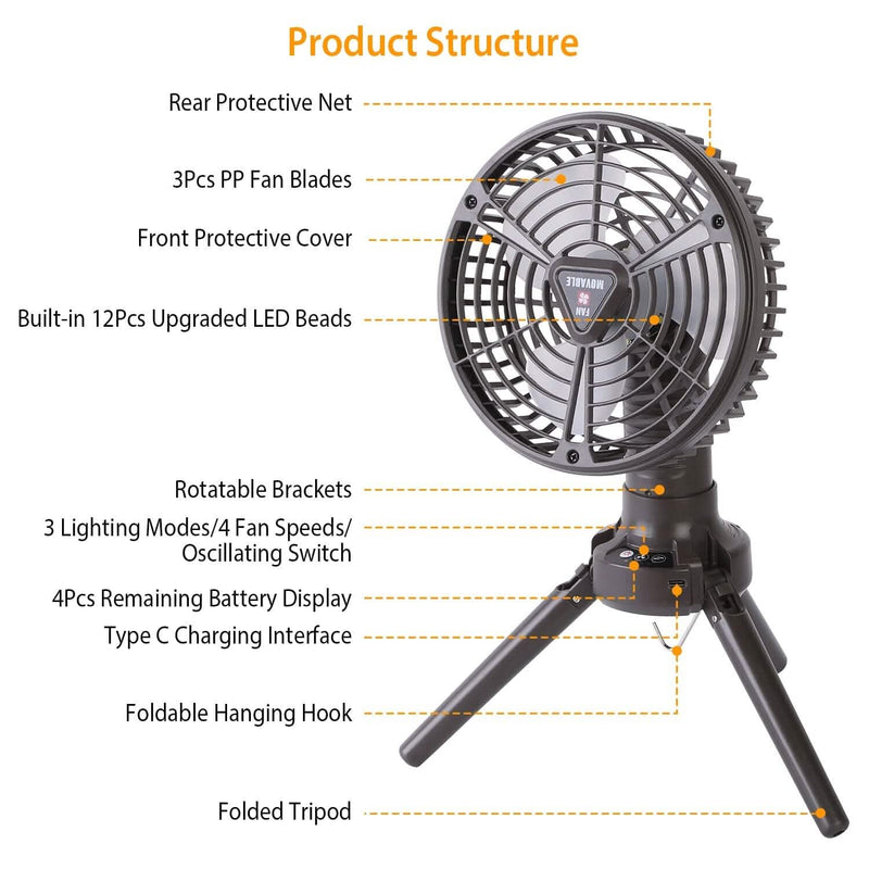 10400 mAh Portable Camping Fan Sports & Outdoors - DailySale