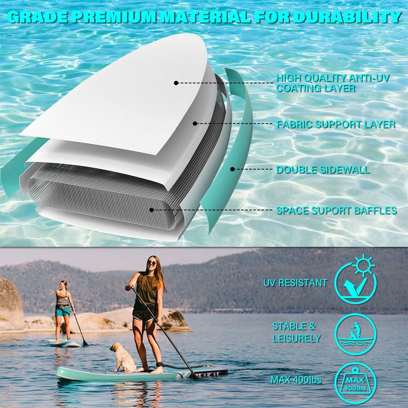 10’6” x 32”x 6” Paddle Boards for Adults with Premium SUP Accessories and Backpack Sports & Outdoors - DailySale