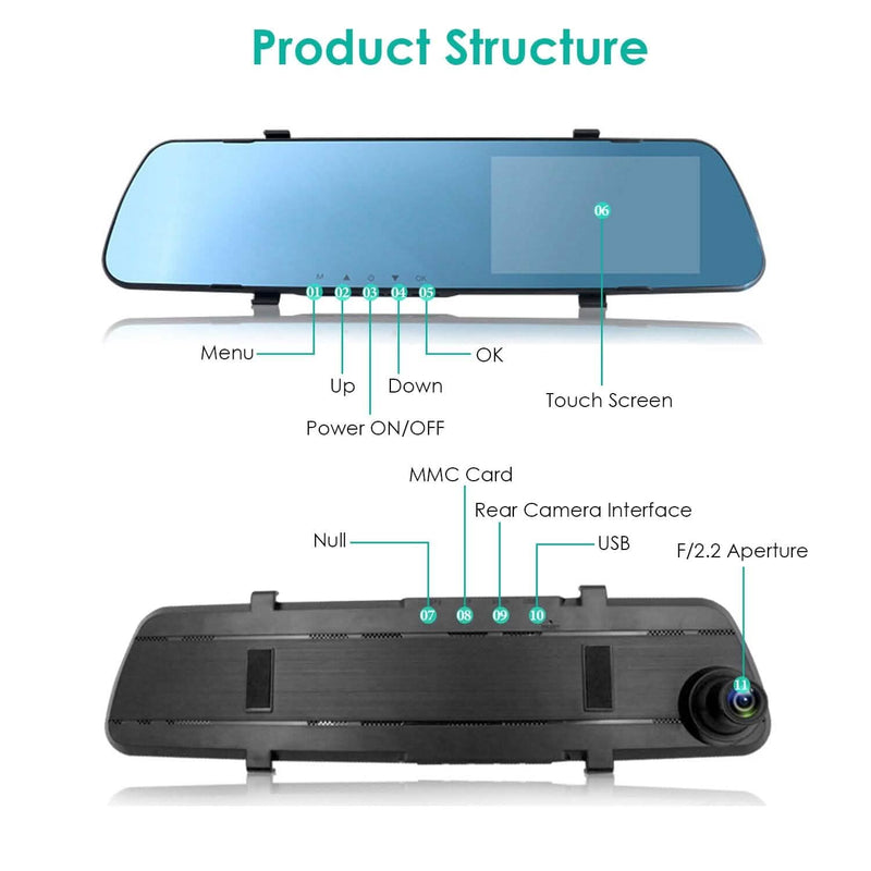 1080P Car DVR 4.3inches Dash Cam with 140° Angle Loop Recording Automotive - DailySale