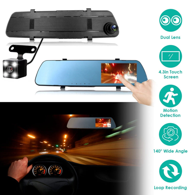 1080P Car DVR 4.3inches Dash Cam with 140° Angle Loop Recording Automotive - DailySale